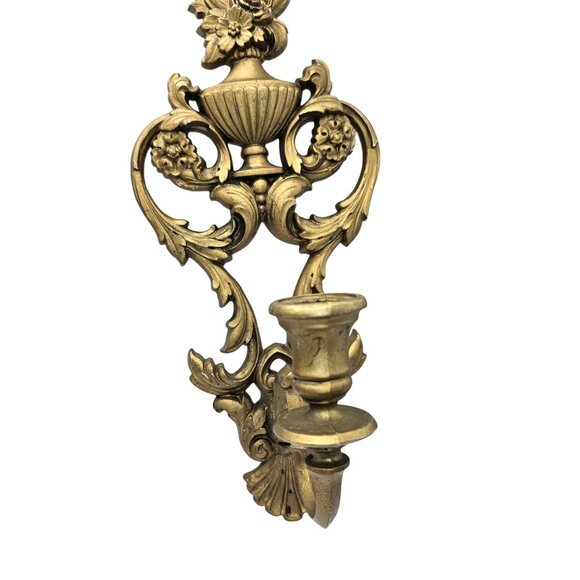 Vintage Syroco Wall Candle Holder Sconce Set of 2 Goldtone Homco 4036 USA - Picture 6 of 16